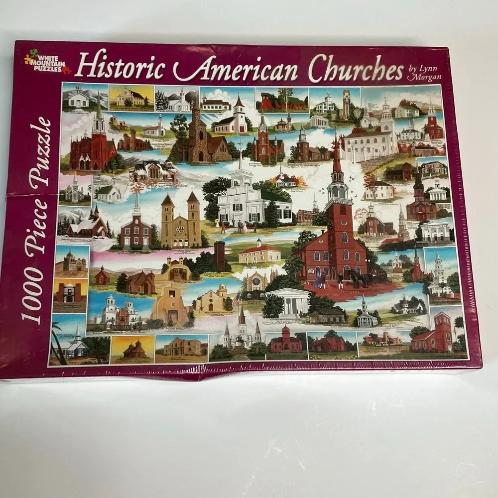 White Mountain Historic American Churches Jigsaw Puzzle 1000 Piece Brand New
